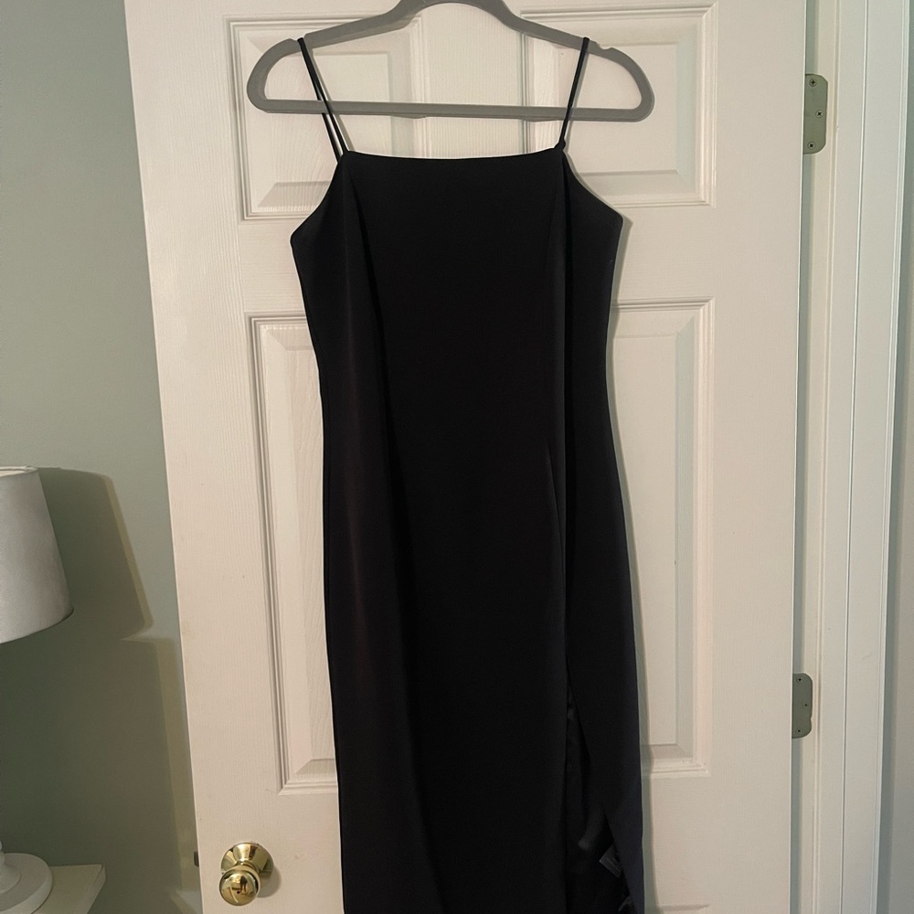 Bardot Black Slip Dress with Spaghetti Straps
